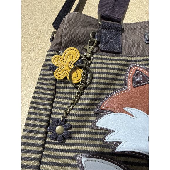 Chala Fox Tote Crossbody Bag – Appliqué Canvas & Faux Leather – Great Shape - Picture 3 of 10